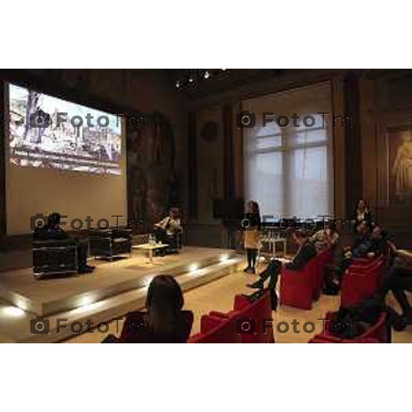 Conferenza stampa di inaugurazione della mostra "The Last Drop" del fotografo Fabrizio Spucches per Fondazione CESVI al chiostro di Santa Marta. Interventi del sindaco Giorgio Gori, dell’assessore alla cultura Nadia Ghisalberti, del direttore generale Lombardia di Intesa Sanpaolo Gianluigi Venturini, della presidente di Fondazione CESVI Gloria Zavatta e del fotografo Fabrizio Spucches. Bergamo, 24 febbraio 2023.