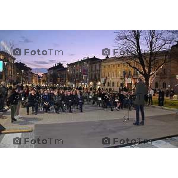 Tiziano Manzoni/LaPresse 3-3- 2023 Bergamo, Italia Cronaca onclusione dei lavori che hanno rinnovato l’area progettata a inizio Novecento da Piacentini e Quaroni. Piazza Matteotti