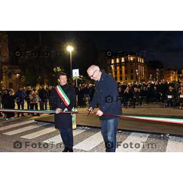 Tiziano Manzoni/LaPresse 3-3- 2023 Bergamo, Italia Cronaca onclusione dei lavori che hanno rinnovato l’area progettata a inizio Novecento da Piacentini e Quaroni. Piazza Matteotti