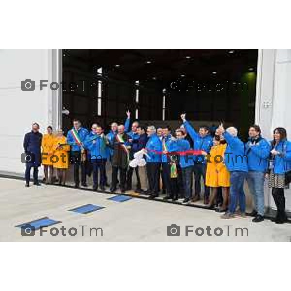 Foto Tiziano Manzoni/LaPresse Bergamo Italia Cronaca 06-03-2023 Aaeroporto di Milano Bergamo,presentazione nuovo hangar Ryanair, che nell’occasione celebrerà il ventennale della sua base operativa Emilio Bellingardi, Eddi Wilson Ad DAC, Govanni Sanga, Manuel Bentoglio, Michael O’Leary, Neil Sorahan