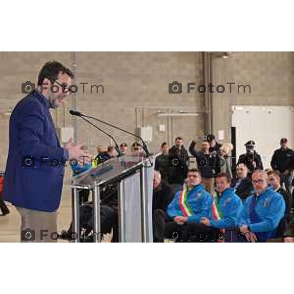 Foto Tiziano Manzoni/LaPresse Bergamo Italia Cronaca 06-03-2023 Aaeroporto di Milano Bergamo,presentazione nuovo hangar Ryanair, che nell’occasione celebrerà il ventennale della sua base operativa Matteo Salvini