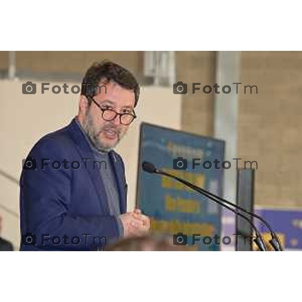 Foto Tiziano Manzoni/LaPresse Bergamo Italia Cronaca 06-03-2023 Aaeroporto di Milano Bergamo,presentazione nuovo hangar Ryanair, che nell’occasione celebrerà il ventennale della sua base operativa Matteo Salvini