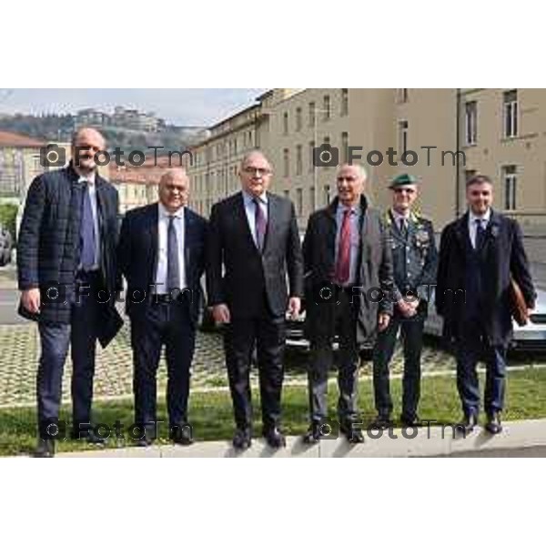 Foto Manzoni Tiziano/LaPresse 10-03-2023Bergamo Italia - Cronaca - daq sx Sergio Cavalieri Rettore dell’Università degli studi di Bergamo Giuseppe Antoci Presidente Onorario Fondazione Caponnetto Procuratore di Palermo, dott. Maurizio De Lucia e il Procuratore di Brescia dott. Francesco Prete, insieme Paolo Kalenda Comandnate Accademia Andrea Patanè Ricercatore in Diritto costituzionale nell’Università degli studi di Bergamo