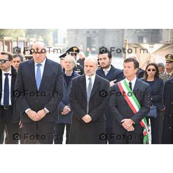 Foto Manzoni Tiziano/LaPresse 18-03-2023Bergamo Italia - Cronaca - Bergamo 18 marzo giorno della Memoria commemorazione cimitero Ministri Schillacci e Crosetto con Giorgio Gori