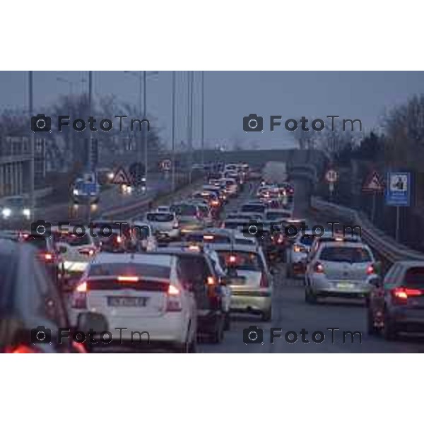 Tiziano Manzoni/LaPresse 21-03- 2023 Bergamo, Italia Cronaca Bergamo Chiusa l\'uscita Grumellina per lavori pareti fono assorbenti traffico asse interurbano