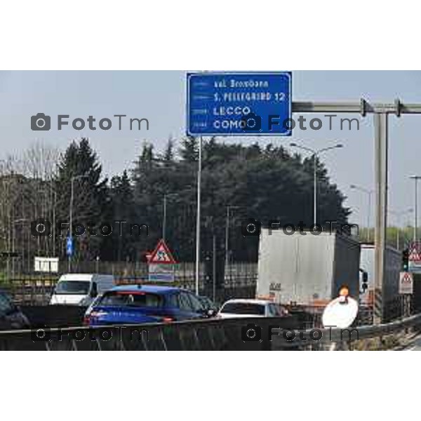 Foto Manzoni Tiziano/LaPresse 22-03-2023Bergamo Italia - Cronaca - Bergamo tangenziale e asse interurbano congestionato code traffico per lavori