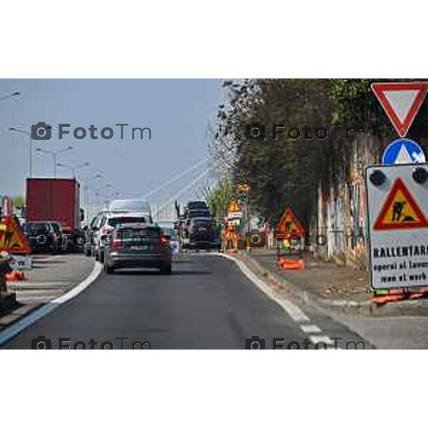 Foto Manzoni Tiziano/LaPresse 22-03-2023Bergamo Italia - Cronaca - Bergamo tangenziale e asse interurbano congestionato code traffico per lavori