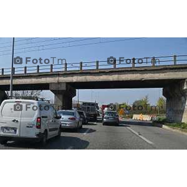 Foto Manzoni Tiziano/LaPresse 22-03-2023Bergamo Italia - Cronaca - Bergamo tangenziale e asse interurbano congestionato code traffico per lavori