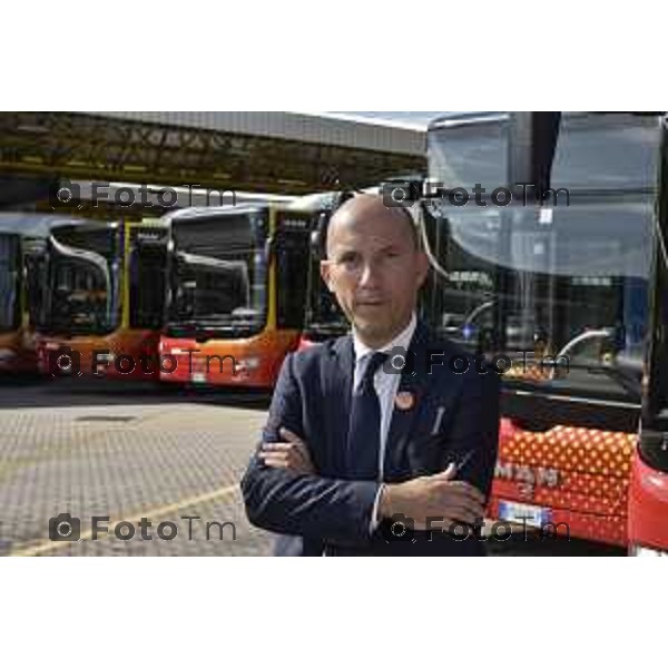 Bergamo, presentazione dei nuovi autobus di ATB nella foto il presidente ATB Alessandro Redondi