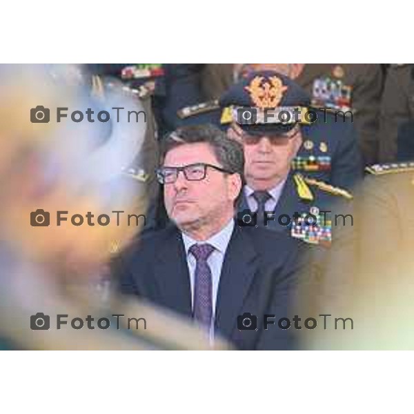 Foto Manzoni Tiziano/LaPresse 25-03-2023Bergamo Italia - Cronaca - Bergamo Accademia della Guardia di Finanza cerimonia di giuramento Allievi ufficiali del 122° Corso \'Val d\'Astico IV\' Ministro Economia Giorgetti