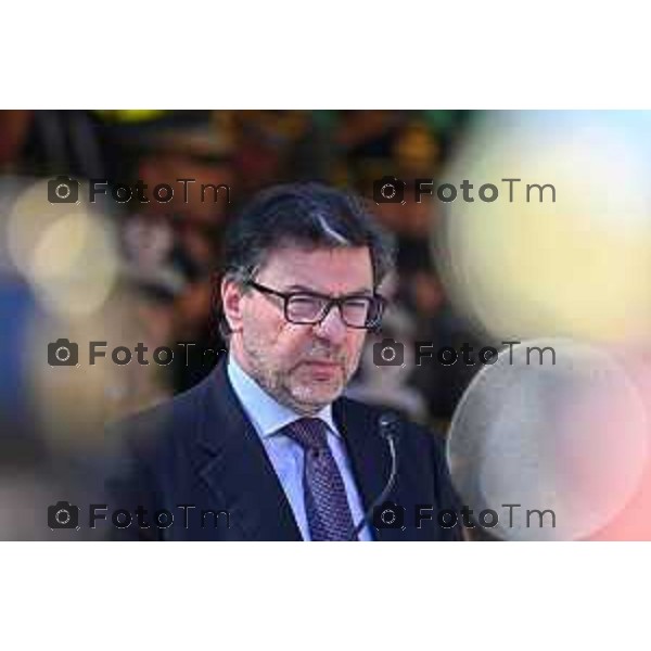 Foto Manzoni Tiziano/LaPresse 25-03-2023Bergamo Italia - Cronaca - Bergamo Accademia della Guardia di Finanza cerimonia di giuramento Allievi ufficiali del 122° Corso \'Val d\'Astico IV\' Ministro Economia Giorgetti