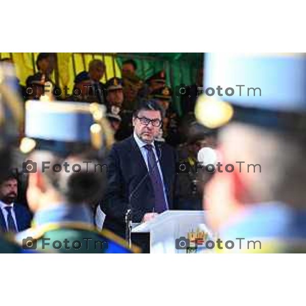 Foto Manzoni Tiziano/LaPresse 25-03-2023Bergamo Italia - Cronaca - Bergamo Accademia della Guardia di Finanza cerimonia di giuramento Allievi ufficiali del 122° Corso \'Val d\'Astico IV\' Ministro Economia Giorgetti