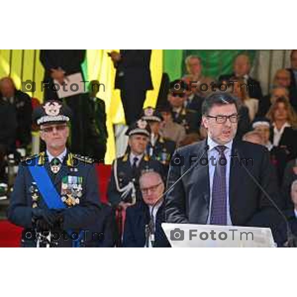 Foto Manzoni Tiziano/LaPresse 25-03-2023Bergamo Italia - Cronaca - Bergamo Accademia della Guardia di Finanza cerimonia di giuramento Allievi ufficiali del 122° Corso \'Val d\'Astico IV\' Ministro Economia Giorgetti