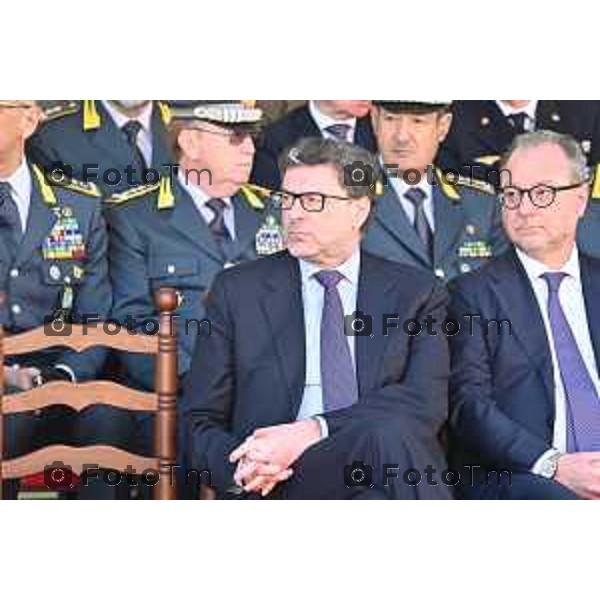 Foto Manzoni Tiziano/LaPresse 25-03-2023Bergamo Italia - Cronaca - Bergamo Accademia della Guardia di Finanza cerimonia di giuramento Allievi ufficiali del 122° Corso \'Val d\'Astico IV\' Ministro Economia Giorgetti