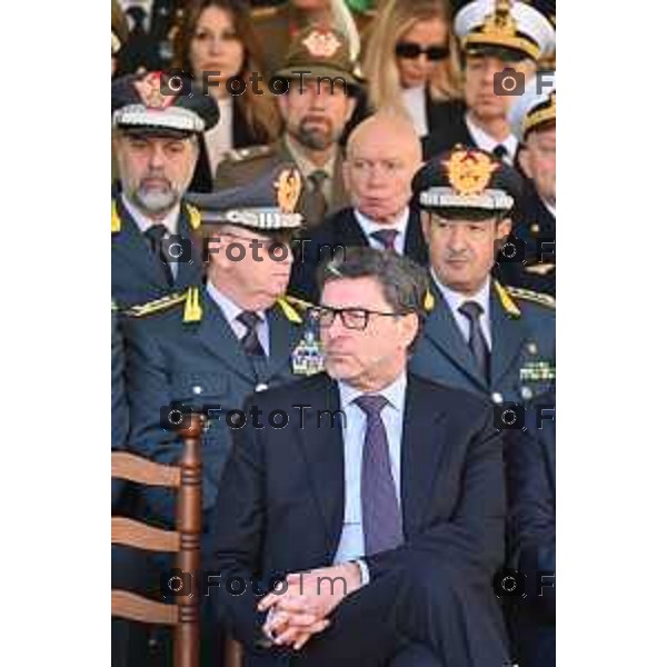 Foto Manzoni Tiziano/LaPresse 25-03-2023Bergamo Italia - Cronaca - Bergamo Accademia della Guardia di Finanza cerimonia di giuramento Allievi ufficiali del 122° Corso \'Val d\'Astico IV\' Ministro Economia Giorgetti