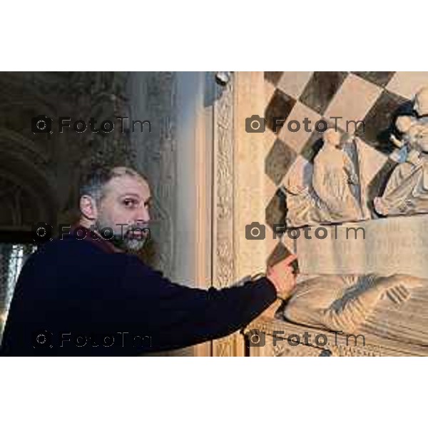 Foto Manzoni Tiziano/LaPresse 30-03-2023Bergamo Italia - Cronaca - Bergamo , Monumento di Medea Colleoni, particolare della statua Cappella Colleoni, Bergamo Alta Gabriele Medolago