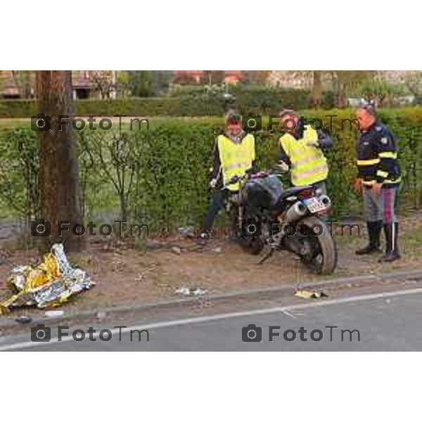 03-04-2023 Tiziano Manzoni -LaPresse, Cronaca Italia Bergamo Levate Bg Incidente mortale motociclista