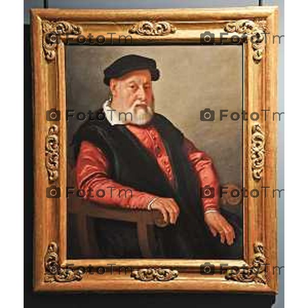 Foto Manzoni Tiziano/LaPresse 11-04-2023 Bergamo Italia - Cronaca - Bergamo Ritratto di un podestà di Giovan Battista Moroni torna in Accademia Carrara, il museo che raccoglie il più importante corpus di opere dell’autore, a seguito del restauro realizzato grazie al sostegno dell\'Ospedale Papa Giovanni XXIII, che restituisce piena leggibilità e cromia al dipinto.