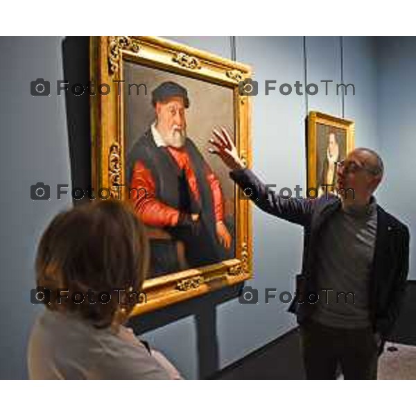 Foto Manzoni Tiziano/LaPresse 11-04-2023 Bergamo Italia - Cronaca - Bergamo Ritratto di un podestà di Giovan Battista Moroni torna in Accademia Carrara, il museo che raccoglie il più importante corpus di opere dell’autore, a seguito del restauro realizzato grazie al sostegno dell\'Ospedale Papa Giovanni XXIII, che restituisce piena leggibilità e cromia al dipinto.