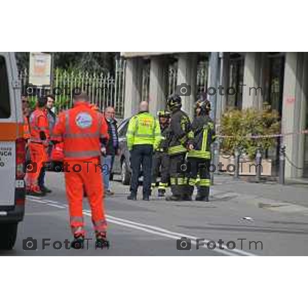 Foto Manzoni Tiziano/LaPresse 1-04-2023Bergamo Italia - Cronaca - Bergamo Bergamo Fuga di Gas in condominio in via Garibaldi