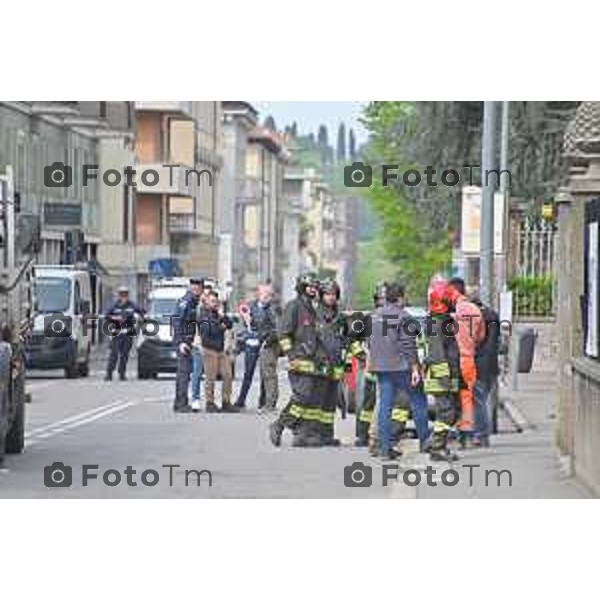 Foto Manzoni Tiziano/LaPresse 1-04-2023Bergamo Italia - Cronaca - Bergamo Bergamo Fuga di Gas in condominio in via Garibaldi