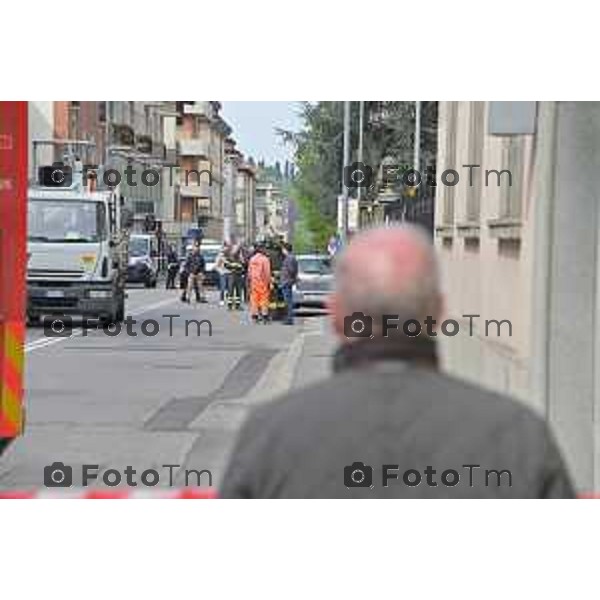 Foto Manzoni Tiziano/LaPresse 1-04-2023Bergamo Italia - Cronaca - Bergamo Bergamo Fuga di Gas in condominio in via Garibaldi