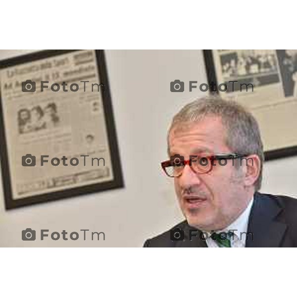 Bergamo Roberto Maroni ( LN) in redazione del corriere della sera Bergamo foto Tiziano Manzoni-fotogramma Bergamo