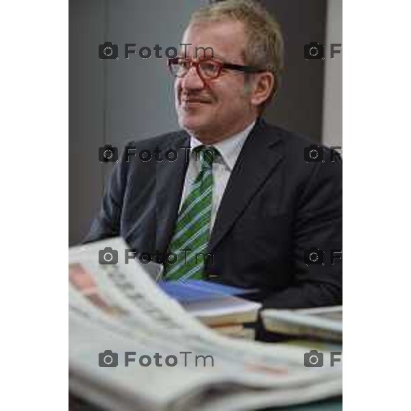 Bergamo Roberto Maroni ( LN) in redazione del corriere della sera Bergamo foto Tiziano Manzoni-fotogramma Bergamo