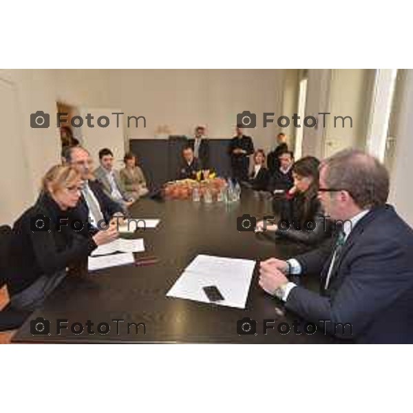 Bergamo Roberto Maroni ( LN) in redazione del corriere della sera Bergamo foto Tiziano Manzoni-fotogramma Bergamo