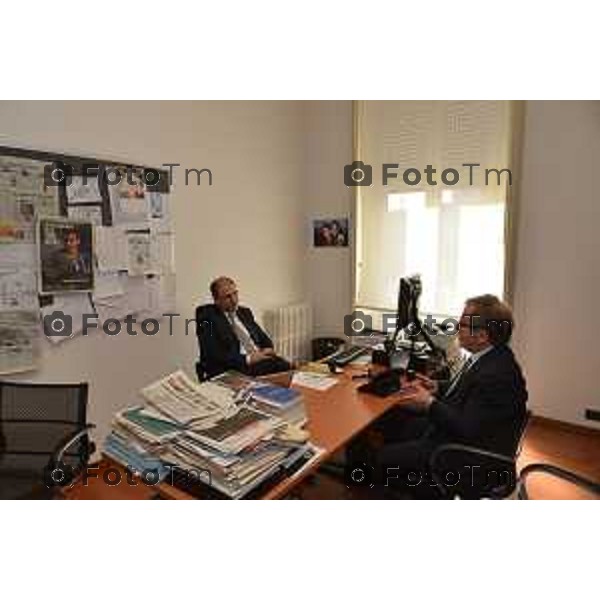 Bergamo Roberto Maroni ( LN) in redazione del corriere della sera Bergamo foto Tiziano Manzoni-fotogramma Bergamo