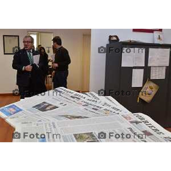 Bergamo Roberto Maroni ( LN) in redazione del corriere della sera Bergamo foto Tiziano Manzoni-fotogramma Bergamo