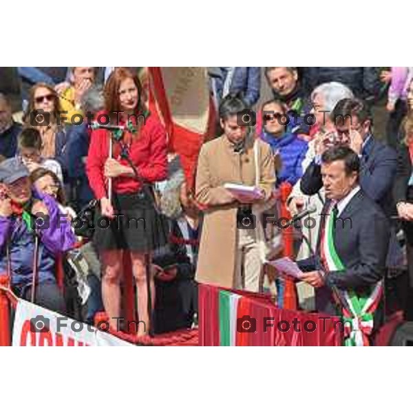 Foto Manzoni Tiziano/LaPresse 25-04-2023Bergamo Italia - Cronaca - Bergamo festa 25 aprile, le celebrazioni della Liberazione Rosi Bindi Giorgio Gori Anatoly Fedoruk,