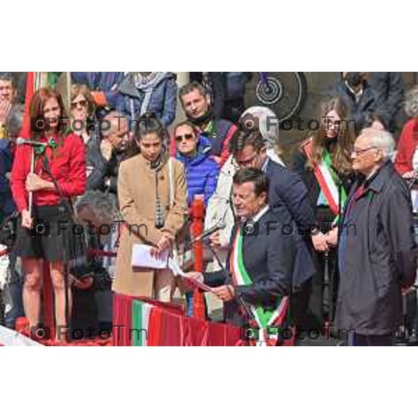 Foto Manzoni Tiziano/LaPresse 25-04-2023Bergamo Italia - Cronaca - Bergamo festa 25 aprile, le celebrazioni della Liberazione Rosi Bindi Giorgio Gori Anatoly Fedoruk,