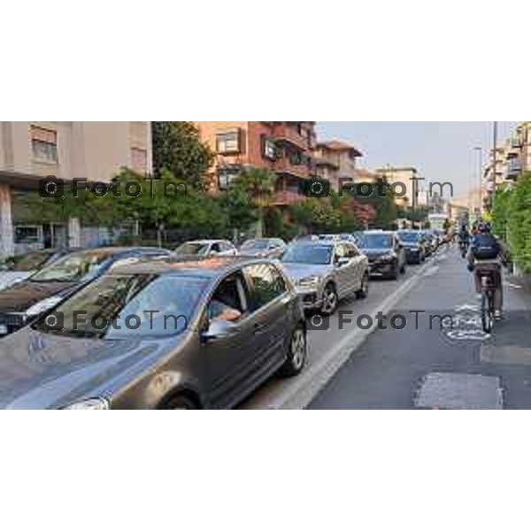 Foto Manzoni Tiziano/LaPresse 5-05- 2023 Bergamo Italia - Cronaca - Bergamo Traffico in centro causa lavori rondo austostrada