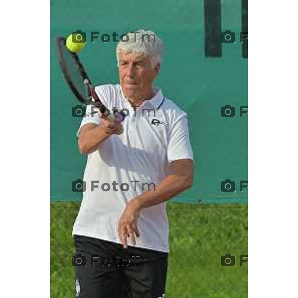 Tiziano Manzoni/LaPresse 25-5- 2023 Bergamo, Italia Cronaca Bergamo 45°edizione torneo tennis Accademia dello Sport per la Solidarietà. l’allenatore dell’Atalanta Gian Piero Gasperini