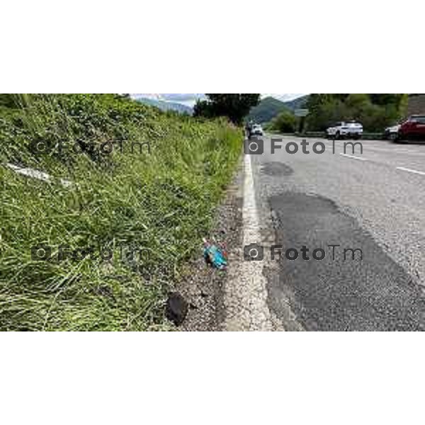 Foto Manzoni Tiziano/LaPresse 27-05-2023Bergamo Italia - Cronaca - BergamoTrescore Balneario scontro mortale Kevin Tebaldi il luogo dello scontro il gg dopo