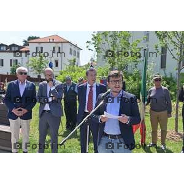 Foto Manzoni Tiziano/LaPresse 1-06-2023Bergamo Italia - Cronaca - Bergamo Inaugurazione parco dedicato a Sandro Pertini in via Bono Mauro Magistrati presidente ANPI Bergamo