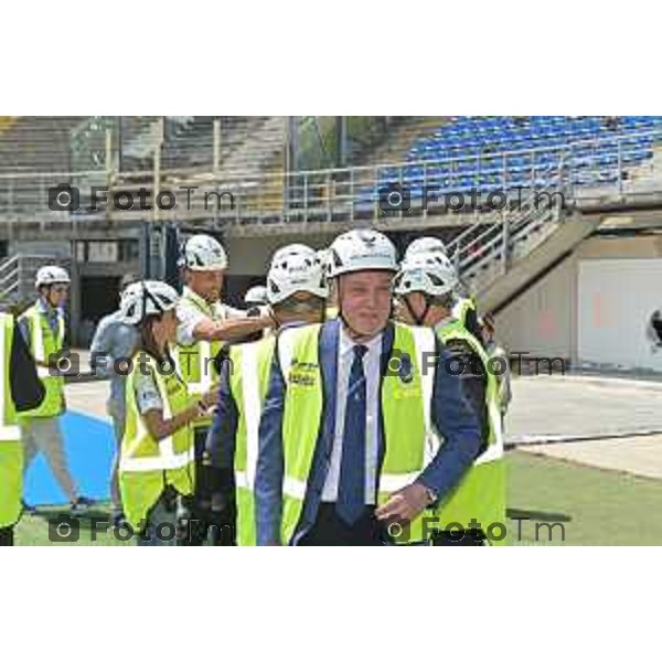 Foto Manzoni Tiziano/LaPresse 08-06-2023Bergamo Italia - Cronaca - Demolizione curva sud stadio di Bergamo