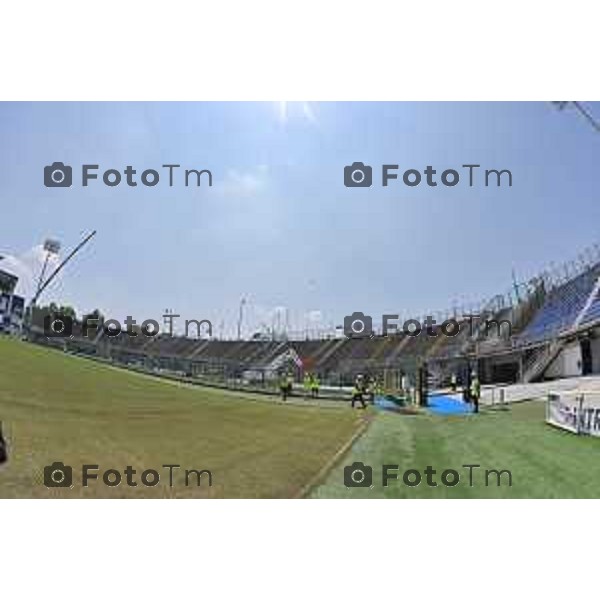 Foto Manzoni Tiziano/LaPresse 08-06-2023Bergamo Italia - Cronaca - Demolizione curva sud stadio di Bergamo