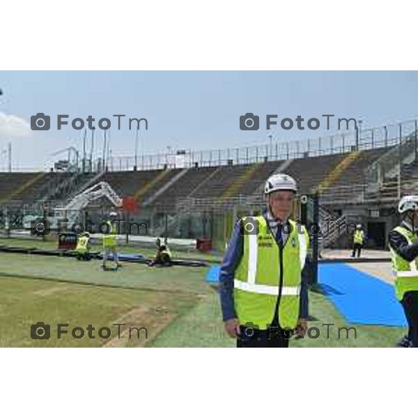 Foto Manzoni Tiziano/LaPresse 08-06-2023Bergamo Italia - Cronaca - Demolizione curva sud stadio di Bergamo