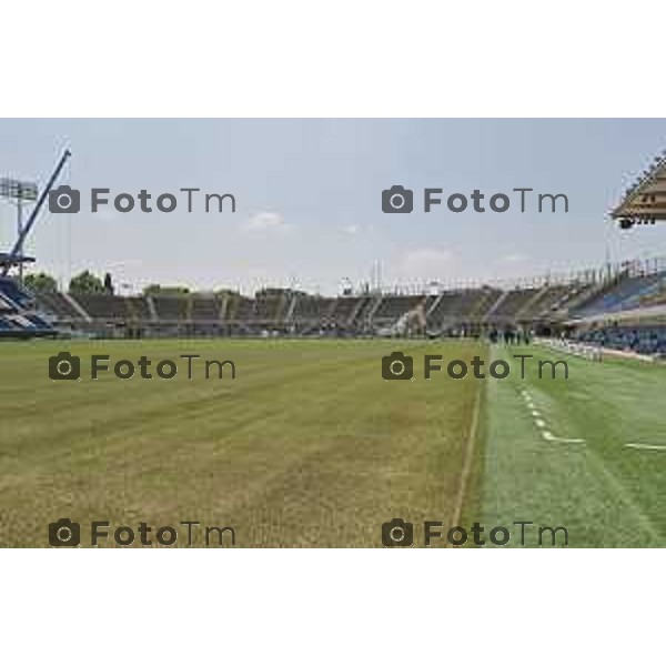 Foto Manzoni Tiziano/LaPresse 08-06-2023Bergamo Italia - Cronaca - Demolizione curva sud stadio di Bergamo