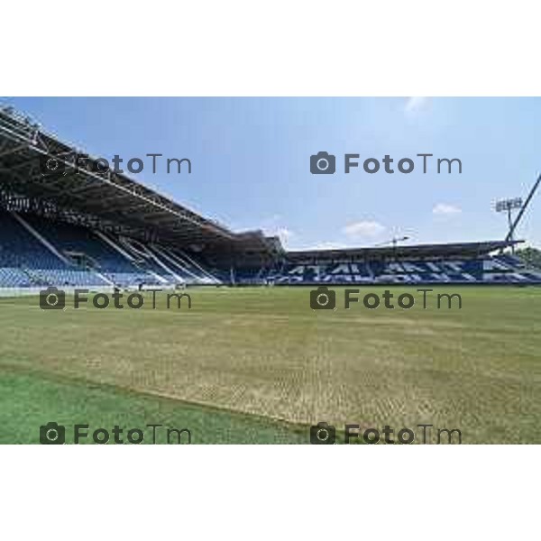 Foto Manzoni Tiziano/LaPresse 08-06-2023Bergamo Italia - Cronaca - Demolizione curva sud stadio di Bergamo