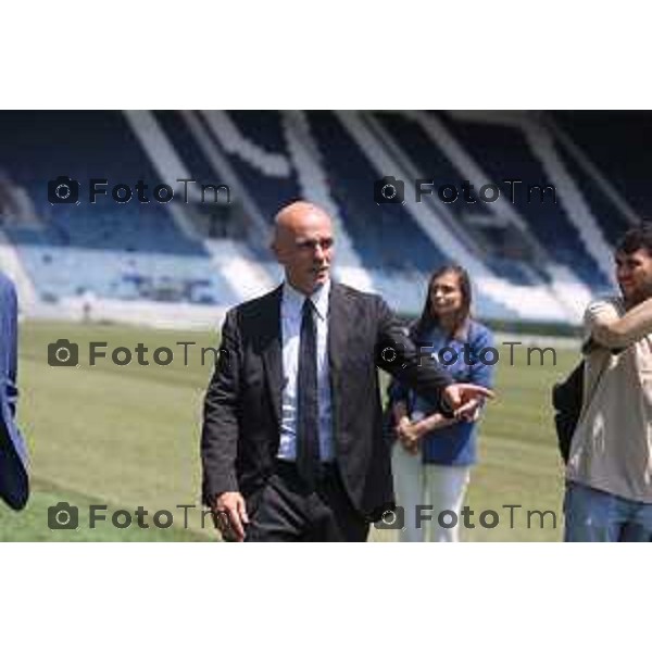 Foto Manzoni Tiziano/LaPresse 08-06-2023Bergamo Italia - Cronaca - Demolizione curva sud stadio di Bergamo