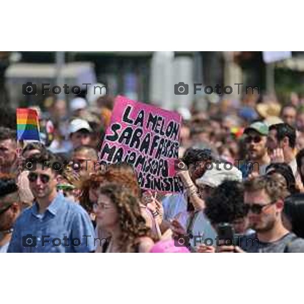 Foto Manzoni Tiziano/LaPresse 17-06-2023Bergamo Italia - Cronaca - Bergamo Pride 2023 con arrivo in piaza Matteotti