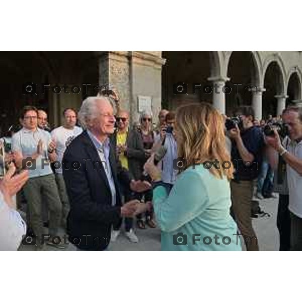 Tiziano Manzoni/LaPresse 17-06- 2023 Bergamo, Italia Cronaca Bergamo l\'intitolazione a Enzo Tortora dei giardini di piazza Dante Gaia Tortora