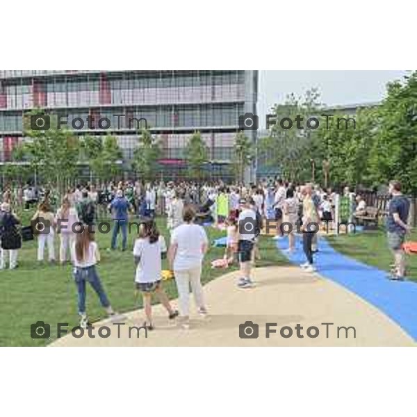 Tiziano Manzoni/LaPresse 21-06- 2023 Bergamo, Italia Cronaca Inaugurazione GiCoBe (Gioco Colore Bergamo), il nuovo parco-giardino dedicato ai bambini dell’Ospedale Papa Giovanni XXIII di Bergamo