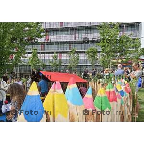 Tiziano Manzoni/LaPresse 21-06- 2023 Bergamo, Italia Cronaca Inaugurazione GiCoBe (Gioco Colore Bergamo), il nuovo parco-giardino dedicato ai bambini dell’Ospedale Papa Giovanni XXIII di Bergamo