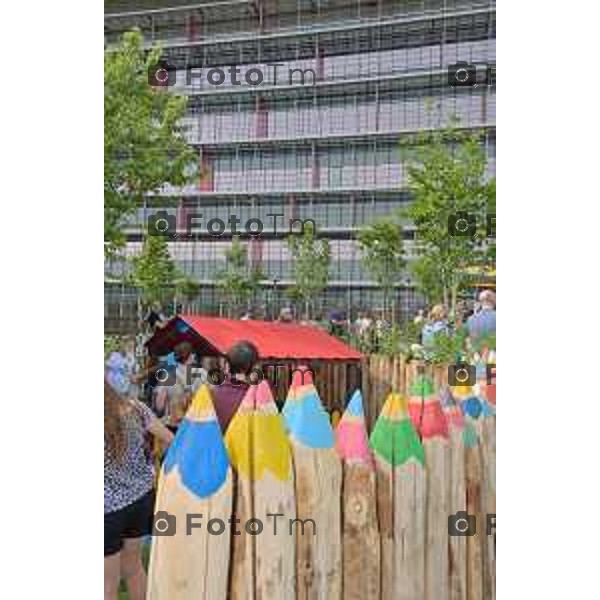 Tiziano Manzoni/LaPresse 21-06- 2023 Bergamo, Italia Cronaca Inaugurazione GiCoBe (Gioco Colore Bergamo), il nuovo parco-giardino dedicato ai bambini dell’Ospedale Papa Giovanni XXIII di Bergamo