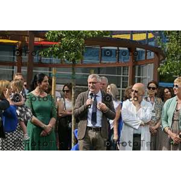 Tiziano Manzoni/LaPresse 21-06- 2023 Bergamo, Italia Cronaca Inaugurazione GiCoBe (Gioco Colore Bergamo), il nuovo parco-giardino dedicato ai bambini dell’Ospedale Papa Giovanni XXIII di Bergamo