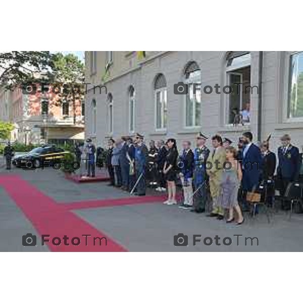 Tiziano Manzoni/LaPresse 23-06- 2023 Bergamo, Italia Cronaca Bergamo Giuseppe Forlenza prefetto di Bergamo 249° anniversario di fondazione del Corpo della Guardia di Finanza